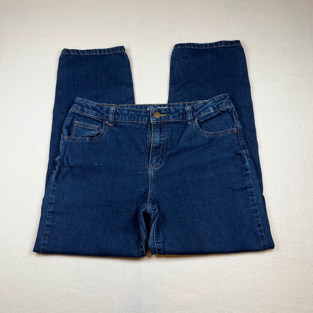 Wonder Nation Kids Straight Leg Jeans Dark Wash Blue Denim Size 14 Plus
